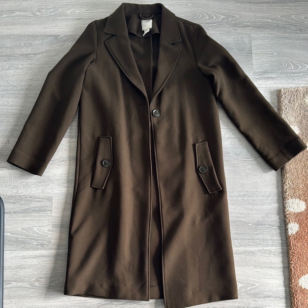Green Knee Length Coat